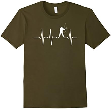 Mens Archery Hearbeat Bow Hunting T-Shirt Medium Olive