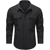 ceauros Men's Long Sleeve Tactical Shirts Military Work Fishing Shirts Button Down Breathable Outdoor Hiking Shirt