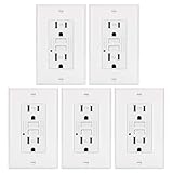 5 Pack - ELECTECK 15A/125V Tamper Resistant GFCI Outlets, Decor Receptacle with LED Indicator, Decorative Wall Plates and Screws Included, Residential and Commercial Grade, ETL Certified, White