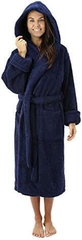 Comfy Robes Women's Deluxe 20 oz. Turkish Cotton Hooded Bathrobe, L/XL (OSFM) Tall Navy