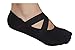 Lupo Women's Essential No Slip Crossover Yoga Pilates Barre Socks, Medium Black
