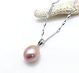 Real Freshwater Pearl Beads Oval Shape Ball Wedding Birthday Party Necklace (Purple)