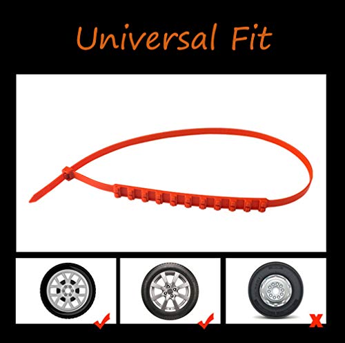 Homeon Wheels 10 Pcs Tire Chains Universal Winter Snow Mud Chains Emergency Traction Aid Anti-Slip Chain for SUV Light Truck Car (Red) - Thumbnail 4