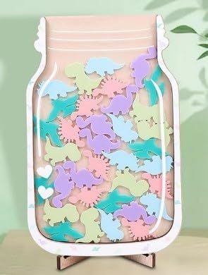 Reward can - Multi-Coloured Dinosaur Reward Jar with Stars for Kids Wooden Storage for Snacks and Small Items Perfect for Home and Classroom