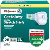 Walgreens Certainty Unisex Adjustable Incontinence Stretch Briefs with Tabs L/XL 28.0eaQ