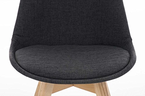 CLP-Sedia-Visitatore-Borneo-Imbottita-in-Tessuto-I-Sedia-Pranzo-4-Gambe-in-Legno-I-Sedia-Tulip-Design-rtro-con-Schienale-I-Sedia-Soggiorno-Grigio-Scuro-Telaio-Natura