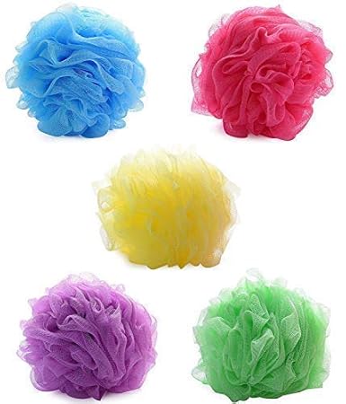 SMG Round Bath Sponge Loofah/Scrub for Women and Men (Random Colour) -Set of 3