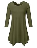 BELAROI Women 3/4 Sleeve Swing Tunic Tops Plus Size T Shirt (3X, Army Green)