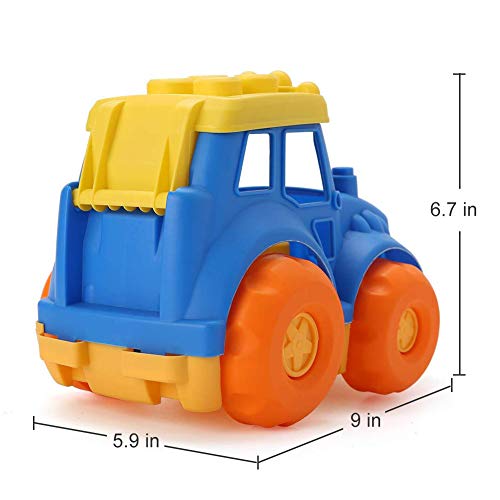 LotFancy Dump Truck Toy for Kids, Sand Trucks for Improving Gross Motor, Construction Play Vehicle Toys for Toddlers, BPA Free, Phthalates Free, Yellow / Blue / Orange, 9 Inch