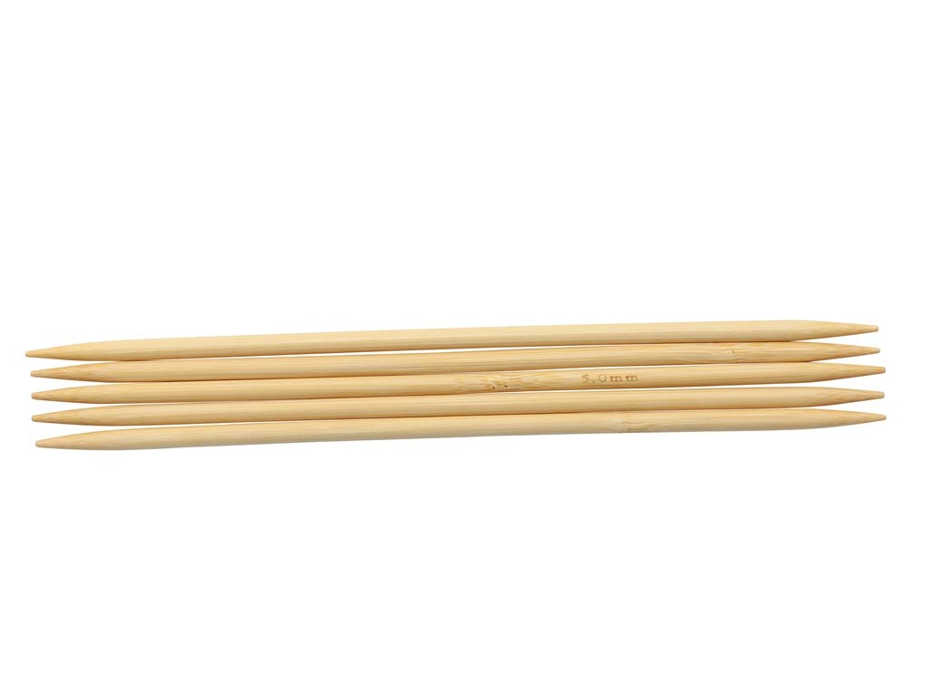 Glorex Bamboo Knitting Needles 5.0 mm 20 cm, Natural, 5 mm