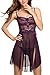 Avidlove Lingerie for Women Lace Babydoll Sexy Chemise V Neck Mesh Sleepwear Purple Large