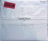 Calvin Klein 4pc QUEEN Sheet Set 100% Combed Cotton Sateen, Solid White