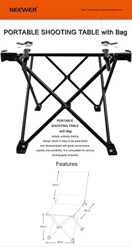 Neewer Foldable Portable Studio Photo Shooting Table with Aluminum Frame + 24x51/ 60x130cm Glossy Frosted Surface Board Cover + Carrying Bag for Still Life Photography