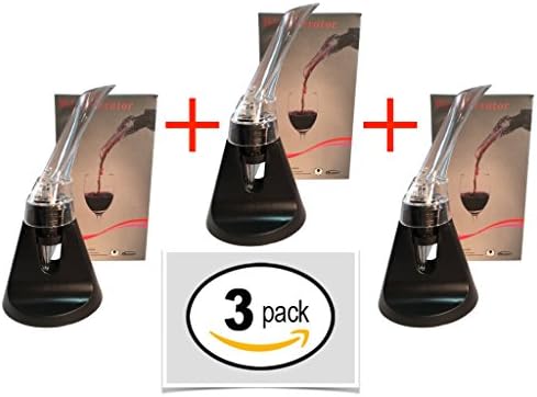 3 PACK BUNDLE: Wine Aerator Oxygenator Bottle Top Mount Spout Pourer Decanter Diffuser Set with Stand. Cyber Sale! Perfect Gift for Wine Lovers or Tasting Party