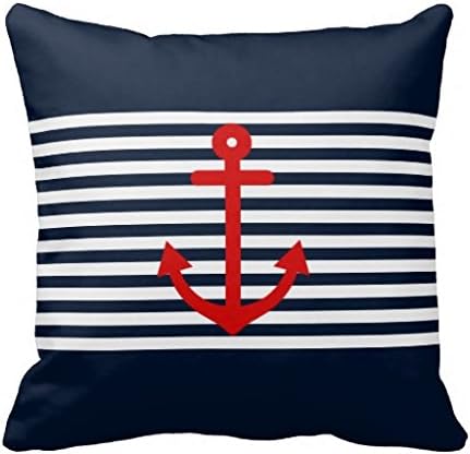 Navy Blue Nautical Square Pillow Sham Cushion Cover 16X16
