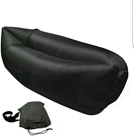 Inflatable Air Sofa Bed Lazy Sleeping Camping Bag Beach Hangout Couch Windbed Black HOP