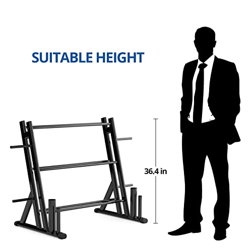 Cozy Castle 3 Tier Dumbbell Rack, Weight Rack for Dumbbells Equipped with 4 Barbell Holders of 2