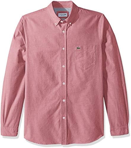 Lacoste Men's Long Sleeve Oxford Button Down Collar Regular Fit Woven Shirt, CH4976
