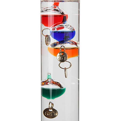 Lilys Home Galileo Thermometer with Etched Glass Globe Barometer 9 in