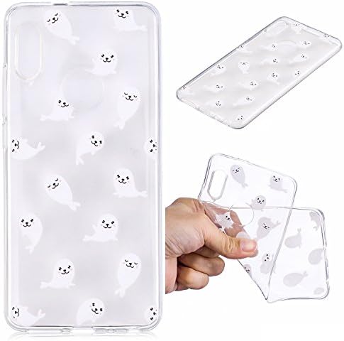 YYhin Phone Case Cover for Xiaomi Redmi Note 5 Pro/Mi 6X(5.99")-Transparent Clear with Pattern Ultra Slim Case,Shockproof Soft Gel TPU Silicone Back Cover(CH12-White sea lion)