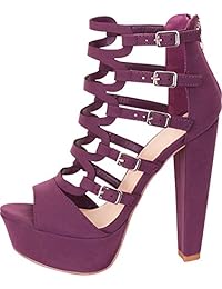 Cambridge Select - Sandalias de tacón alto para mujer, con hebilla de puntera abierta