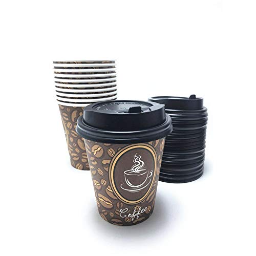 image for Tsyware 100 Pack Quality Disposable Paper Hot Coffee Cups with Recycla