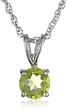 Sterling Silver Round Peridot Pendant Necklace