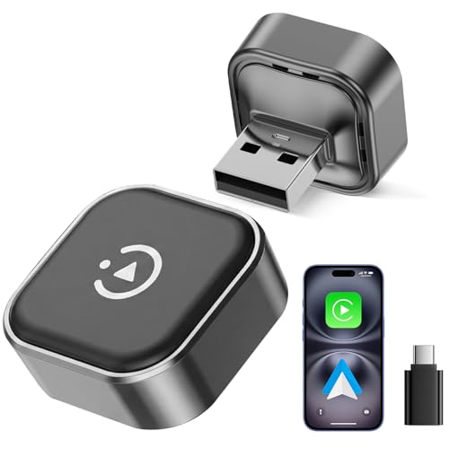 Spedal 2026 Wireless CarPlay Adapter - Ultra Mini 2 in 1 Android Auto Wireless, WiFi 6 & Bluetooth 5.4, Plug & Play for Wireless Freedom, Fast Automatic Connection, Stable and No Delay