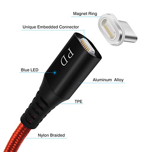 Digital Ant 100W(5A20V) 6Feet Magnetic USB-C to USB-C Data Transfer & Charging Cable Compatible with Type C Laptop or Mobile Devices Supporting PD Protocol (Red-1Pack, 6Feet)