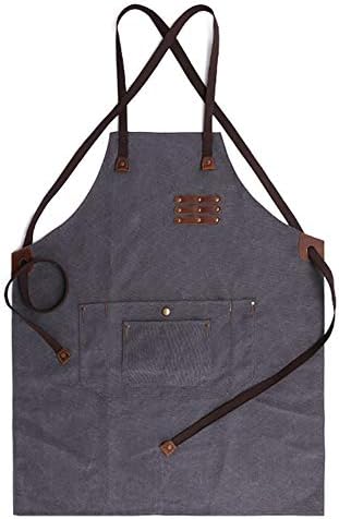 Tool Aprons waterproof Canvas Denim Apron with Adjustable Neck and Waist Strap Waterproof Comfortably Tough (grey)