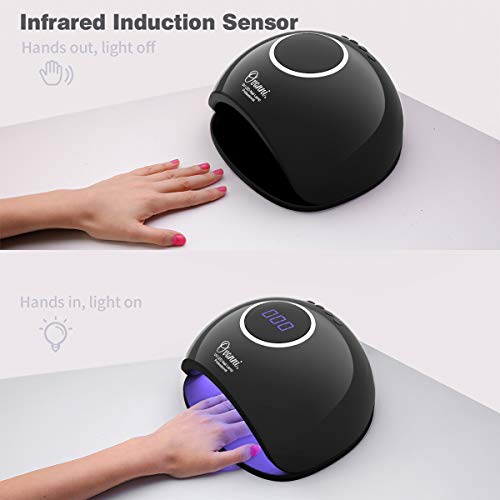 48W UV LED Nail Dryer Curing Lamp for Gel Polish, Ovonni Nail Light with 10s/30s/60s/99s Timer Setting, LCD and Sensor Display for Professional Nail Art (Black) - Thumbnail 2