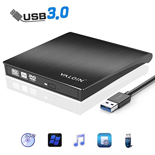 2020 New External DVD CD Drive with USB 3.0, Slim Portable Pop-Up External CD DVD-RW Player,Black
