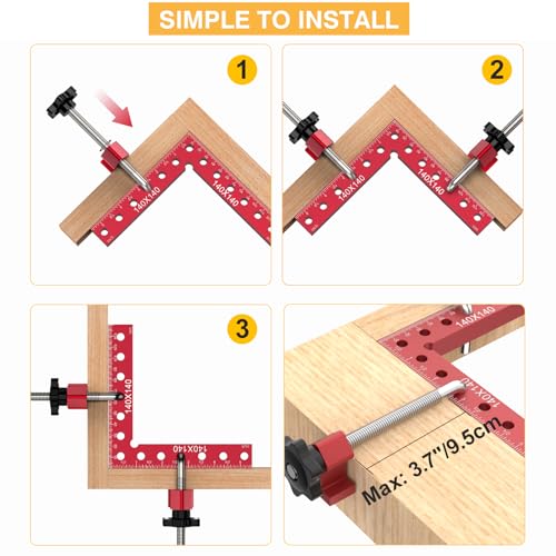 Housolution Right Angle Clamp 14 x 14 cm 4 Pieces | Woodworking Clamps, Aluminium Alloy, Woodworking Tools, Positioning Squad