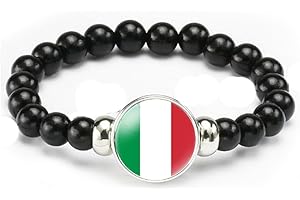 vmcoatdu National Flag Bracelet Elastic Rope Beaded Bracelet Support Your Country Travel Souvenir Gifts for Men Women