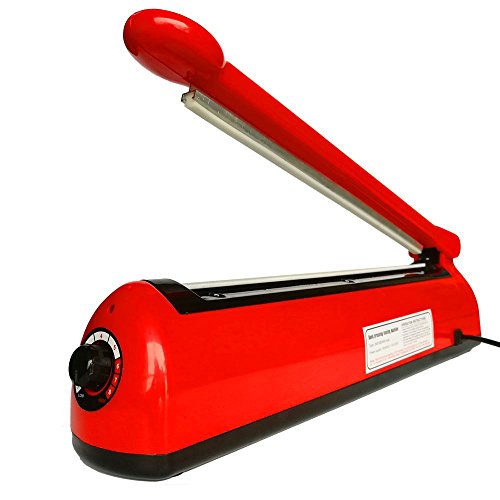 Amazin Deals 12" (300mm) Tabletop Poly Bag Impulse Sealer Adjustable Time with 5mm Replacement Element Grip and Teflon