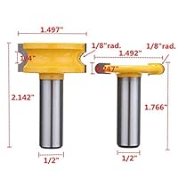 Zebery RB35 2pcs 1/2 Inch Shank Flute and Bead Router Bit Set Wood Working Cutter