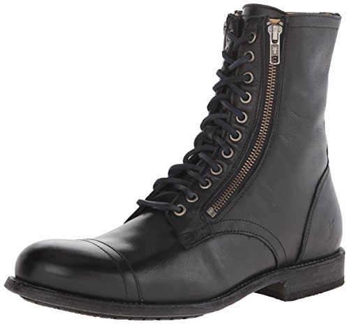 FRYE Men's Tyler Double Zip Combat Boot, Black, 9 M US