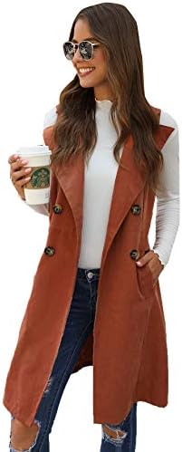 SheIn Women's Double Breasted Long Vest Jacket Casual Sleeveless Pocket Outerwear Longline 4 SheIn Women's Double Breasted Long Vest Jacket Casual Sleeveless Pocket Outerwear Longline