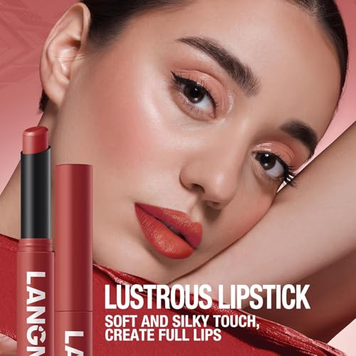 LBOYLOVE® 12 Pcs Velvet Matte Nude Lipstick Set for Women, Retractable High Pigmented Long-Lasting Waterproof Lipstick, Soft Dark Color Lip Makeup Gift Kit