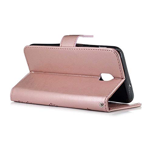 Case Galaxy J3 2018, Bear Village Leather Embossed Design Case with ID & Credit Card Pockets, Wallet [Wrist Strap] Stand Cover for Samsung Galaxy J3 2018 (#2 Pink) - Thumbnail 5