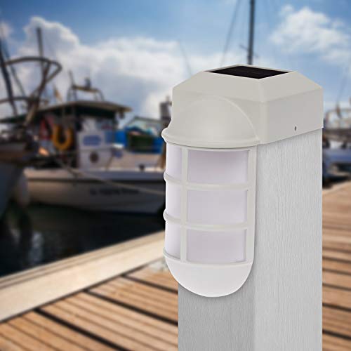 GreenLighting 4 Pack Marina Solar Post Cap Lights Metal Side Mount Dock Light for 4x4 Wood