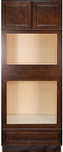 Everyday Cabinets 33 x 84 x 24 in. Soft Close Oven and Microwave Cabinet in Leo Saddle with 2 Doors &amp; 1 Drawer RTA