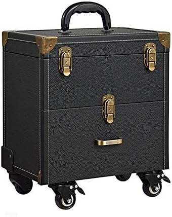 DDOQ Tidy Professional Beauty Cosmetic&Makeup Trolley Luggage Cosmetic Cases Storage Nail Hairdressing Barber Salon Box with 4 Universal Wheel (Color : Purple)