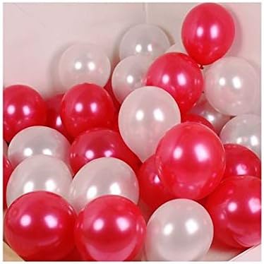 TRISHRA Metallic Birthday Party Balloons, Red/White (Pack of 50) || for Birthday/Anniversory/Party Decoration