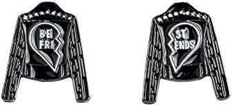 2pcs/Set Black Leather Jacket with Best Friends Enamel pins Mix and Match BFF pins
