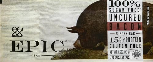 EPIC ALL NATURAL MEAT BAR, 100% SUGAR FREE, BACON, 1.5 OZ.