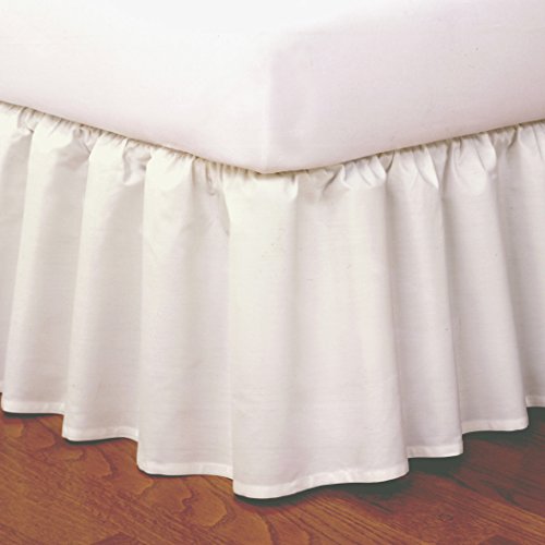 Ivory Ruffled Easy-to-Use Wraparound Bed skirt: Split Corner Design, Non-Slip Band. 14" Drop (Twin)