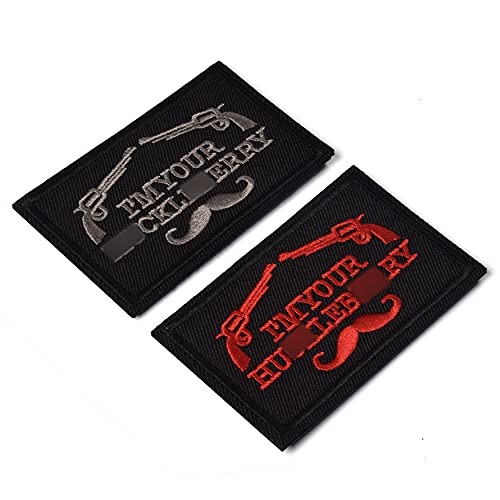 2 Pieces Patches I\'m Your Huckleberry Funny Tactical Military Morale Patch Hook & Loop Tactical Patch