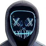 Halloween Mask,LED Masks Glow Scary Mask Light Up Cosplay Mask Rave Mask Festival Music Party Parties Costume Christmas (Halloween mask for Bule 2)
