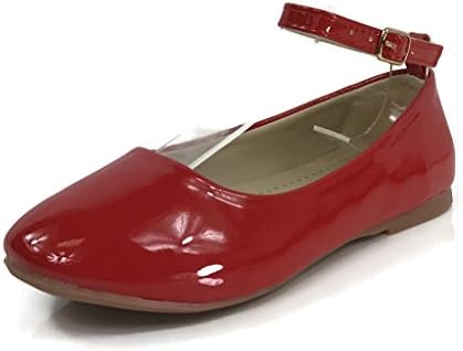 Kid's Girl's Patent Princess Dress Ballet Flats , RED 10 US Toddler